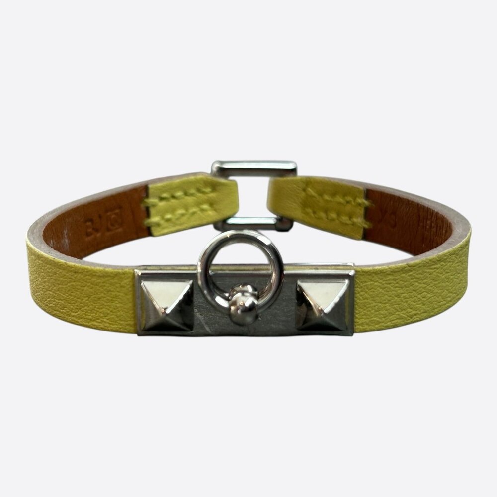Hermes Yellow Swift & Palladium Hardware Mini Rivale Bracelet